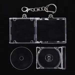 1/50pcs Clear Peripheral Commemorative Album Blank Mini CD Case Pendant For DIY Keychains Backpack Hanging Decoration Keyrings