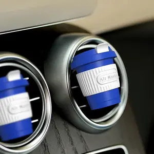 Car Air Vent Aromatherapy Coffee Cup Series, Car Fragrance Set, Long-Lasting Light Fragrance Car Perfume, Includes 4 Replacement Scent Capsules