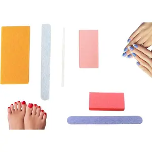 Disposable Nail Care Kit Set, 4-in-1 Pedicure Kit with Pumice Sponge and 2-in-1 Manicure Kit with Buffer for Nail Salon or Home Use - Travel Friendly – Colors May Vary