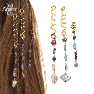 Snake-Shaped Crystal Pendant Hair Clips, Boho Braids Dreadlock Accessories, Funky Unique Sports & Outdoor Camping Hiking Picnic Hair Jewelry