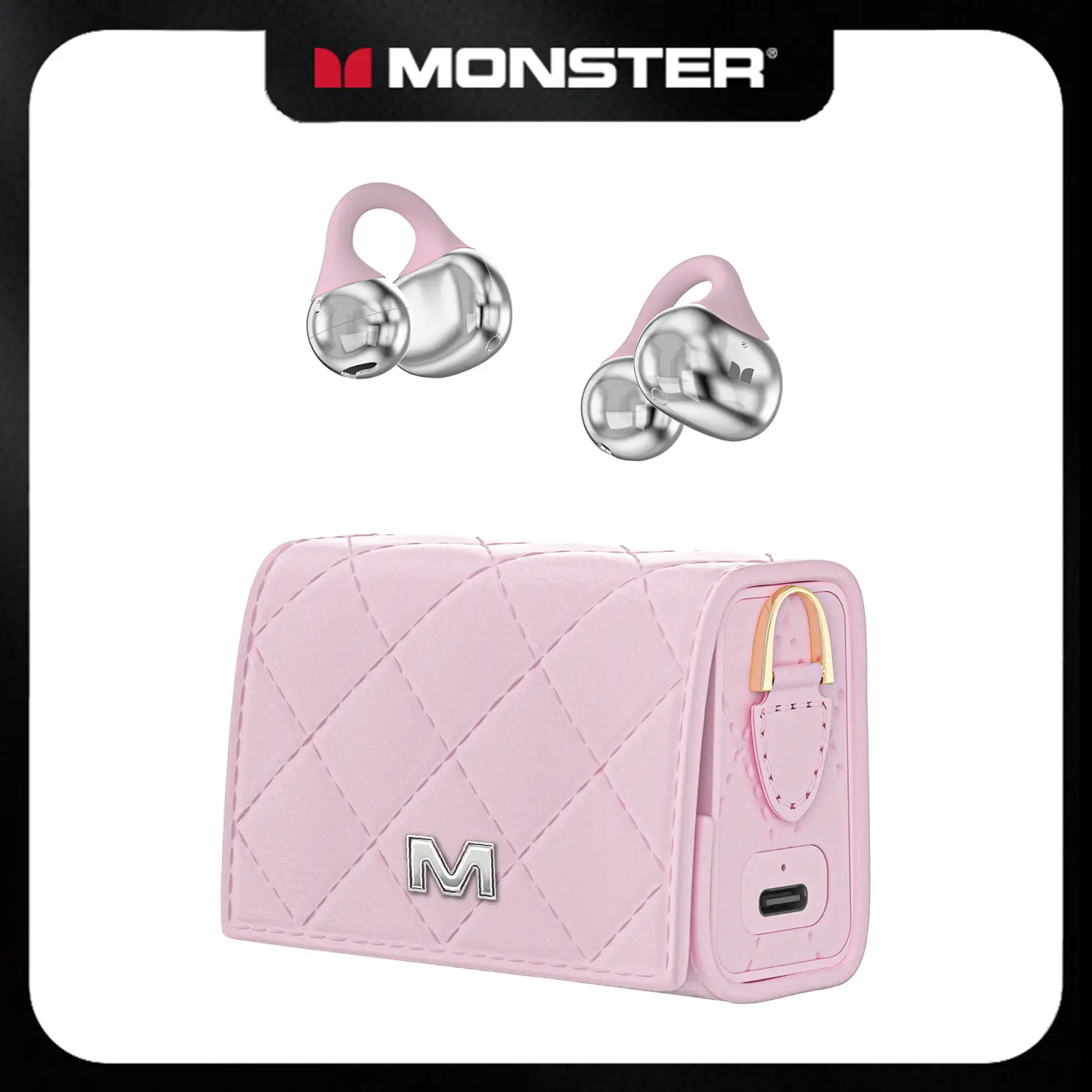 MONSTER Open Ear Clip-On Wireless Earbuds - Bluetooth 6.0 Audio Headphones, 10mm Bass Drivers, 3.7g Ultra-Light Fit, Sweatproof Stereo Design, 100H Playtime with Mini Purse Charging Case, Women's Gift - SummerWins - DealsForYouDays, Bass Wireless Headphon
