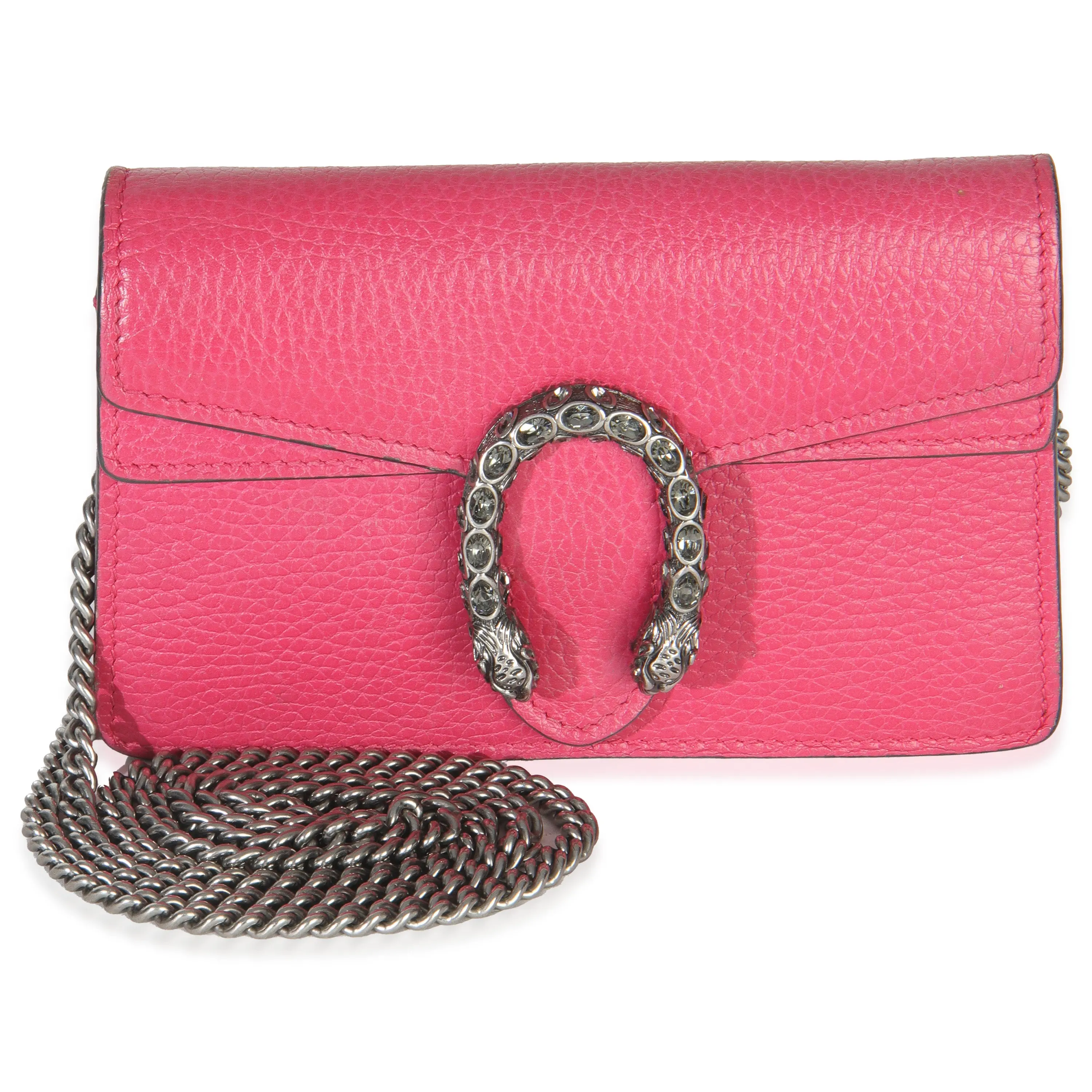 Pre-owned Leather Crossbody Bags Pink Dollar Calfskin Crystal Super Mini Dionysus Flap