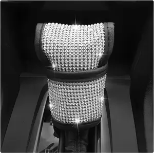 Car Gear Shift Knob Cover, Non-Slip Rhinestone Shift Knob Cover, Bling Glitter Leather Gear Shift Knob Protector