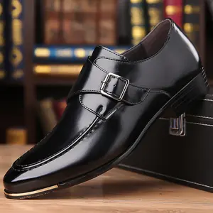 DINAOR British style men's leather shoes, patent leather buckle pointed toe dress shoes, office shoes, fashionable and comfortable shoes