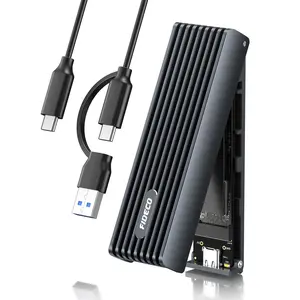 M.2 Hard Drive Enclosure, Dark Aluminum Alloy with Flip Cover Design, Portable External SSD for Mobile Devices and Data Transfer