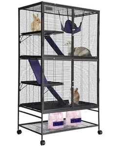 Small Animal Cage, 64 in H Deluxe Ferret Cage - 4 Tier Large Chinchilla Cage with Removable Ramp, Hammock,Removable Tray for Ferret, Chinchilla, Guinea Pig,Hamster (36x23x64 Inches)