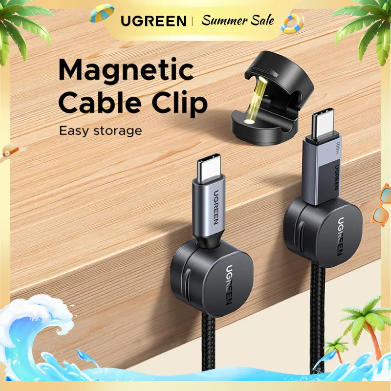 UGREEN 3 Pack Magnetic Cable Clips,Cord Holder, Under Desk Cable Management, Adhesive Wire Holder Cord Organizer for Home Office Desk Phone Car Wall Desktop Nightstand Work Accessories,September Restock,Summer Sale
