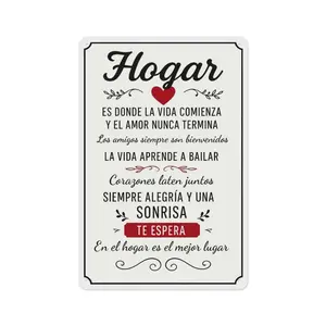 2D Flat,1pc 8*12in Aluminum "Hogar" Spanish Home Metal Sign.Heartwarming Quote Design, Pre-drilled Holes for Easy Hanging, Suitable for Entryway, Living Room, Patio.Durable Weather-Resistant Decor, Sentimental Gift for Spanish-Speaking Homeowners