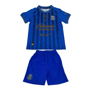 25 26 Chivas de Guadalajara Mexico LIGAMX Third Away Blue Short Sleeve Set Soccer Jersey Kid's Version