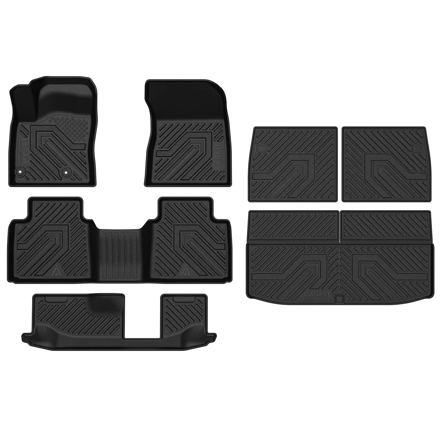 Lasfit Synthetic Antislip Deep-Tread Car Interior Kit - Full Cover Custom-Fit Auto Liners for 2022-2025 Mitsubishi Outlander, Car Floor Mats, Seatback & Cargo Liners, Easy to Clean, Excludes PHEV & Sport Models, Ideal for Families