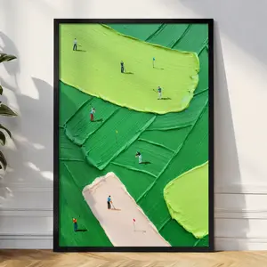 Abstract Golf Course Canvas Wall Art, Textured Green Landscape Print, Modern Golf Sports Decor Poster