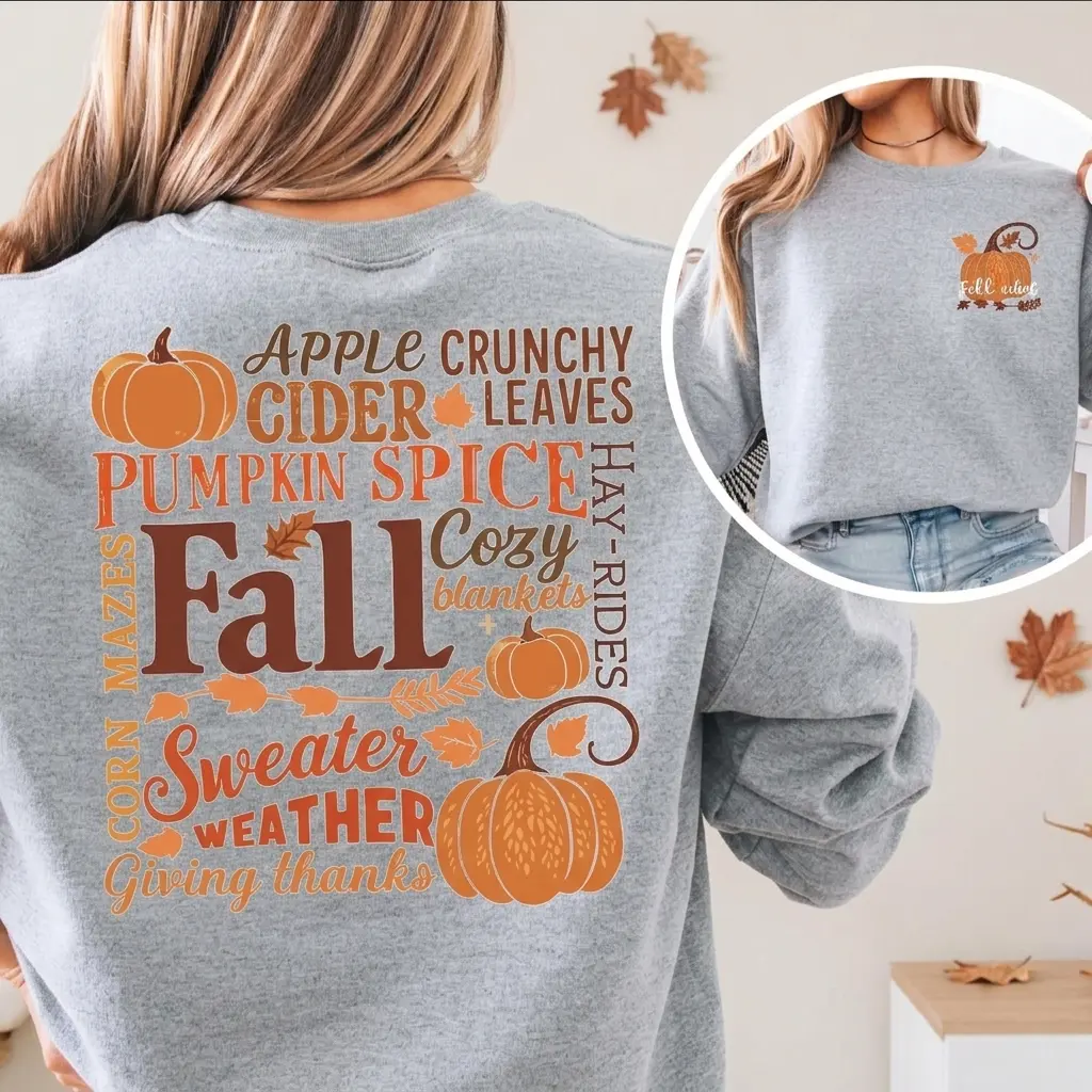 Fall Vibes Pumpkin Sweatshirt, Sweater Weather Graphic Crewneck, Cute Autumn Shirt for Women