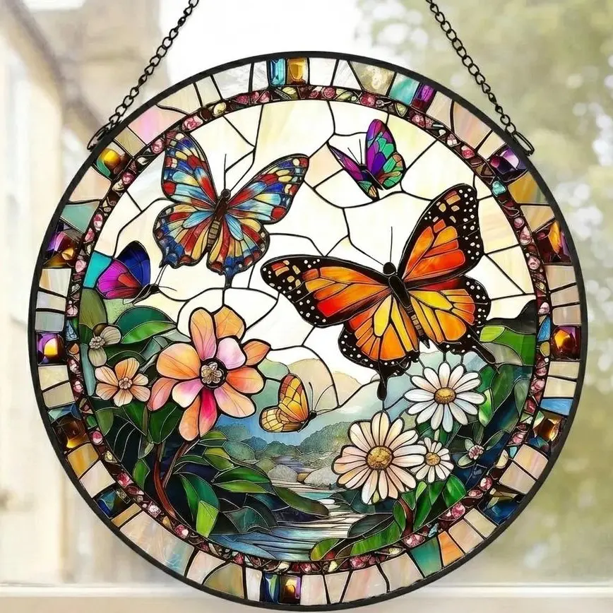 Butterfly Suncatcher , Stained Glass Window Hanging Memorial, Anniversary Gift