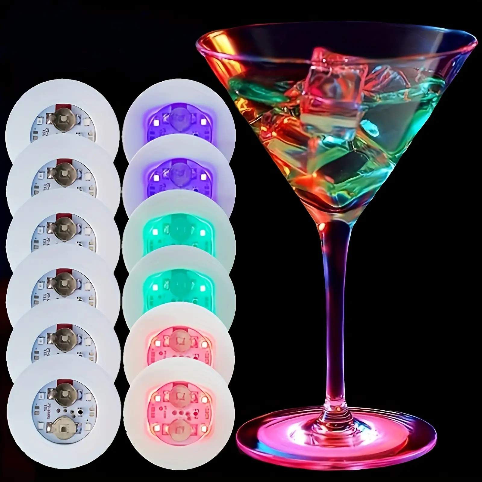 20/40 Pcs Light Up Coasters, Decorative Lights, LED Sticker Coaster Tray, Strobe Coasters, Glow-in-the-Dark Party Supplies Set for Bachelorette Parties, Concerts, Birthdays, Graduation Nights, Weddings and more funny gift