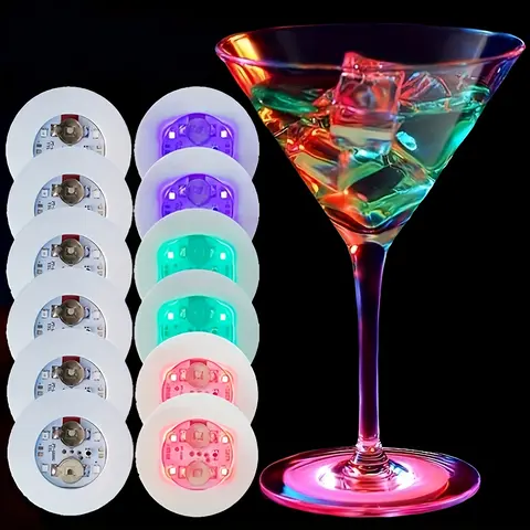 20/40 Pcs LED Sticker Coasters with 20pcs-colored lights - Party-ready Light Strobe Coaster Tray, Decorative Glow-in-the-Dark Home & Festive Supplies, Funny Gift for Bachelorette Parties, Birthdays,home decor