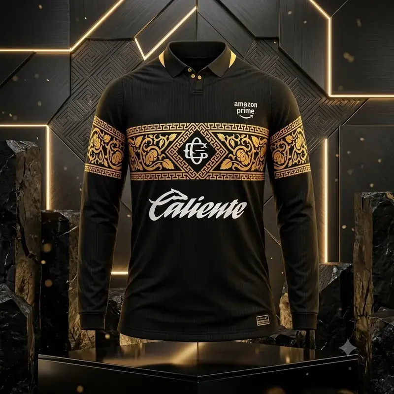 Chivas Guadalajara 2026/27 Third Kit Jersey - Full logo (Black/Gold)