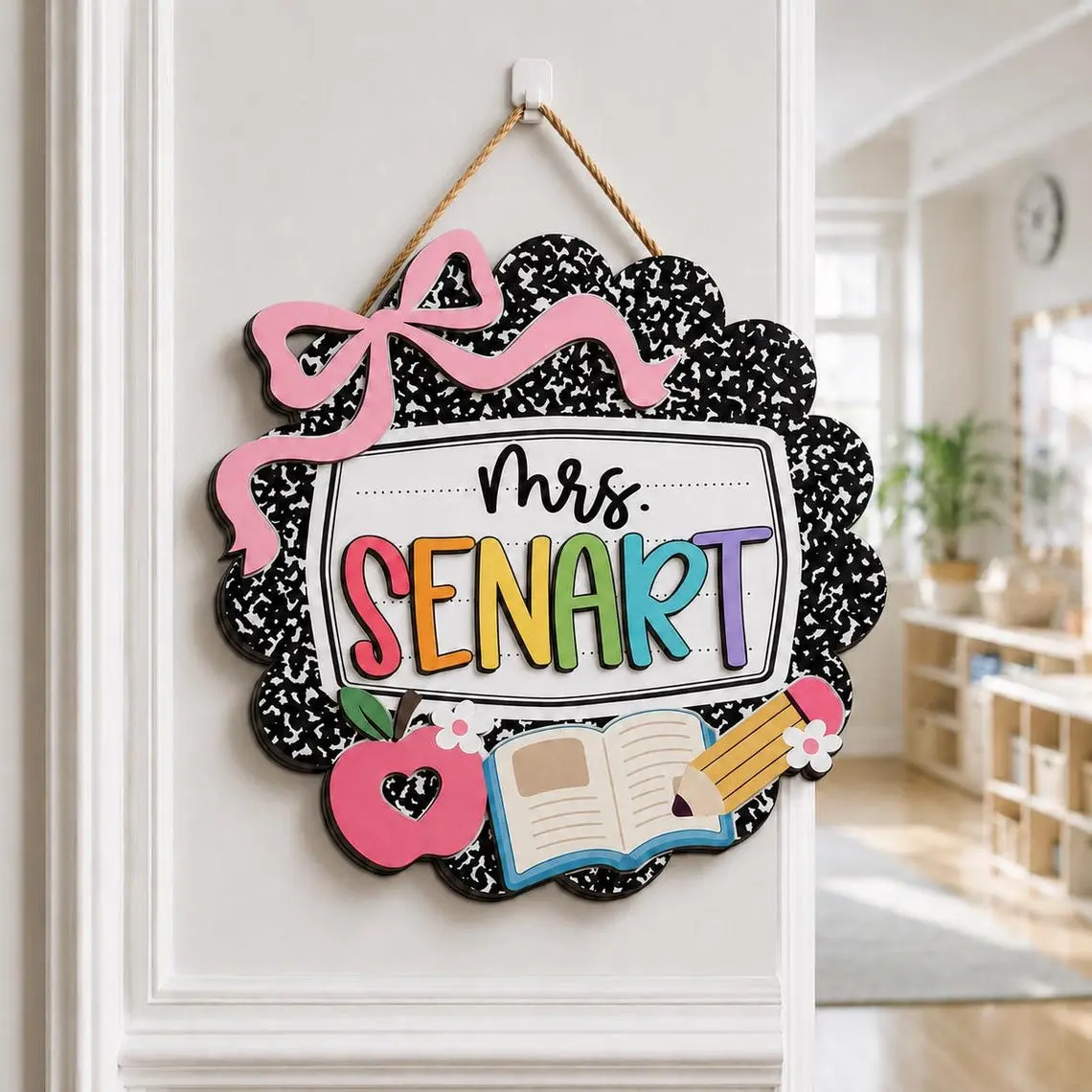 Personalized Teacher Door Sign,  teacher classroom decor, teacher name sign, classroom door sign, first day of kindergarten sign, Teacher Door Hanger, New Teacher Gifts, Custom 3D Teacher Sign