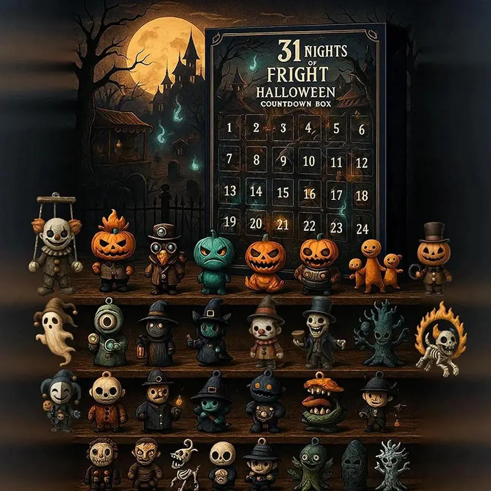 2026 Halloween Countdown Advent Calendar Gift Box - 31 Nights of Fright Blindbags Surprise Set, Scary Doll Collectible Minifigures, Hanging Charms, Mini Decorations, Festive Horror Vibe Gift for Horror Lovers with Daily Halloween Surprise
