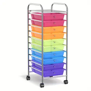 Home Essentials MULTIGOT Rainbow 10 Drawer Rolling Storage Cart Scrapbook Home Office School Organizer