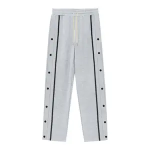 Men's Tear Away Basketball Pants High Split Snap Button Casual Post-Surgery Sweatpants with Pockets