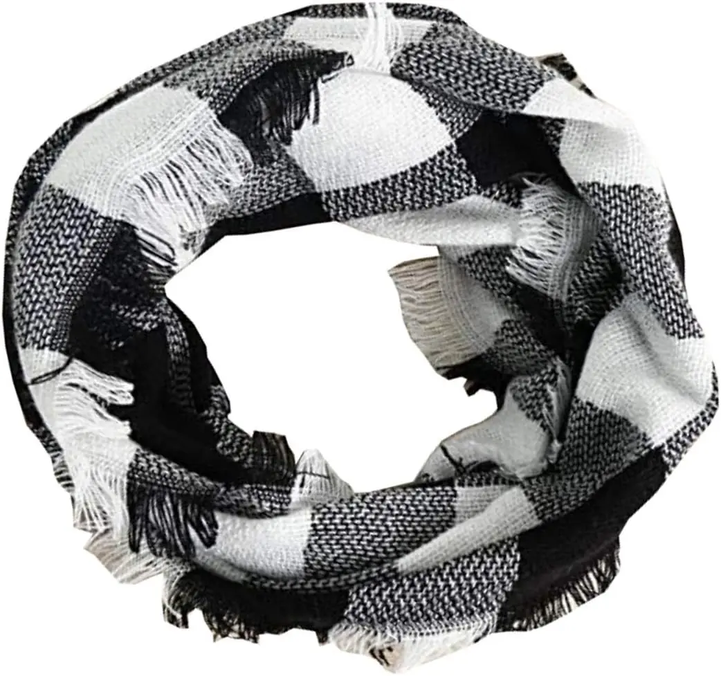 Wander Agio Womens Winter Head Hair Wraps Infinity Circle Scarves Warm Plaid Scarf