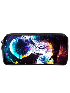 Single-layer pencil case with planet & astronaut print