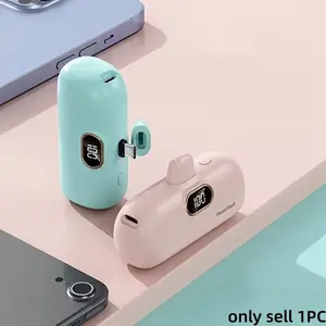 5000mAh Ultra-Portable Power Bank, Digital-Display Mini, Lipstick-Sized Charger, Emergency Power Bank, Compatible with iPhone 15/16 Series, Samsung/Xiaomi & Android Phones, Perfect Gift, Hiking, Shopping, Daily Commute, Phone Battery Bank