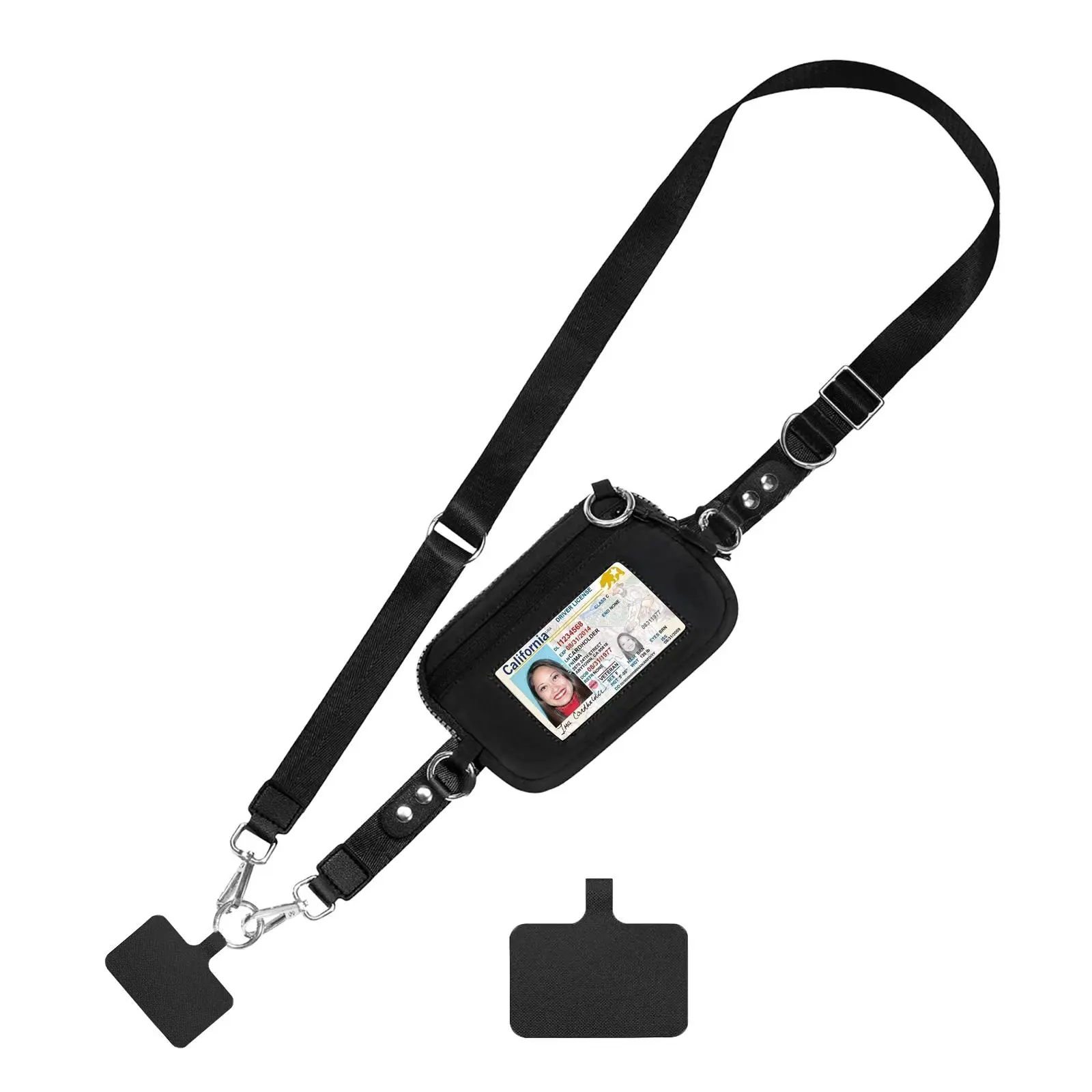 Clip & Go Phone  Smartphone Lanyard with Wallet – Adjustable Crossbody & Wrist Strap with ID Window & Zipper Pocket, Hands-Free for Travel & Daily Use Detachable and Durable Wireless Water Proof