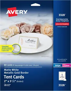Avery AVE3328 2 x 3.5 in. Avery Printable Tent Card - 80 per Box