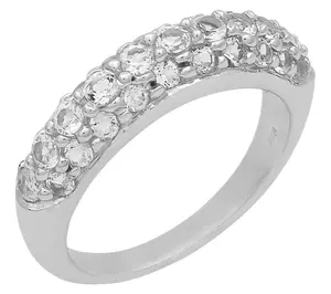 Affinity Gems White Topaz Cluster Band Ring, Strling Silver