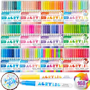 12 Colors High Gloss Acrylic Markers,1mm Bullet Nib Acrylic Paint Pens, Art Markers Pen,Bright Colors,Big Capacity ink,Wide Range of Uses,For Rock Painting, Canvas, Wood, Glass, Ceramic, Fabric, Plastic, Egg,Gift For Back To School, Color Marker Set