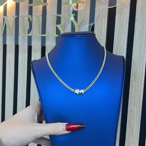 Cadena cubana de estrella en plata 925