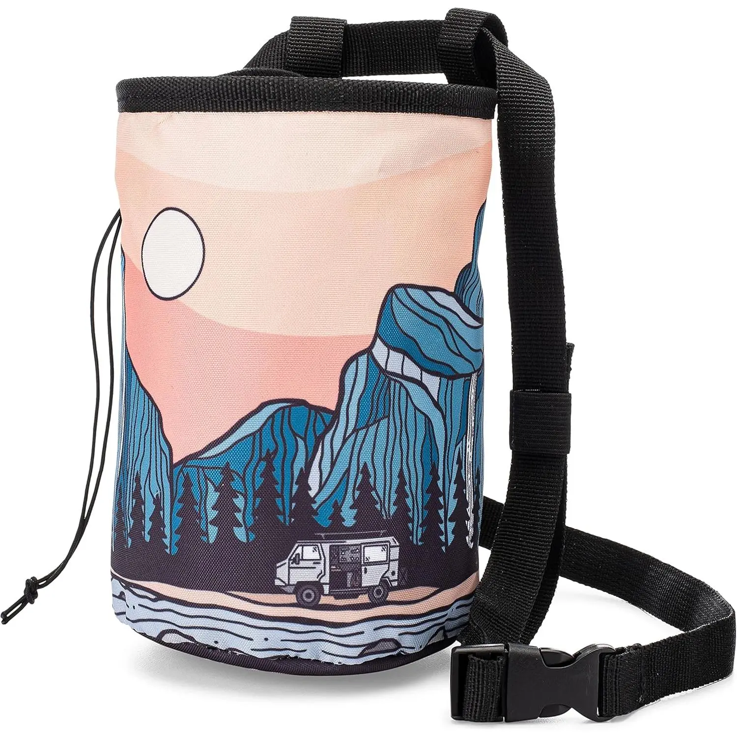 Waxed Canvas Climbing Chalk Bag for Adults & Kids, Drawstring Closure Adjustable Waist Belt, Ideal for Indoor Outdoor Rock Climbing Bouldering Weightlifting Training