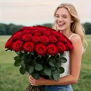 50pieces of red rose artificial flowers, Decorative Flower bouquet, perfect for living rooms, weddings, birthday parties, elegant flower arrangements, gatherings, gifts, and various festival party decorations, Artificial Fake Plants