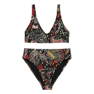 KC Tattoo high-waisted bikini