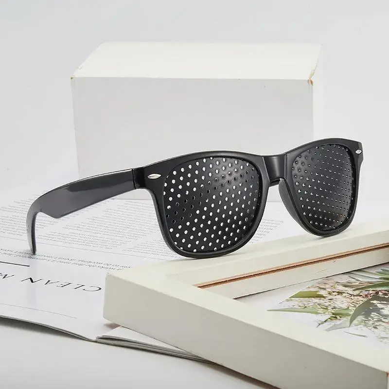 Functional Perforated Pinhole Glasses for Men and Women, Porous Lens Anti-Myopia Astigmatism Eyewear with Hole Pattern for Eyesight Improvement & Eye Fatigue Relief, Perforated Glasses
