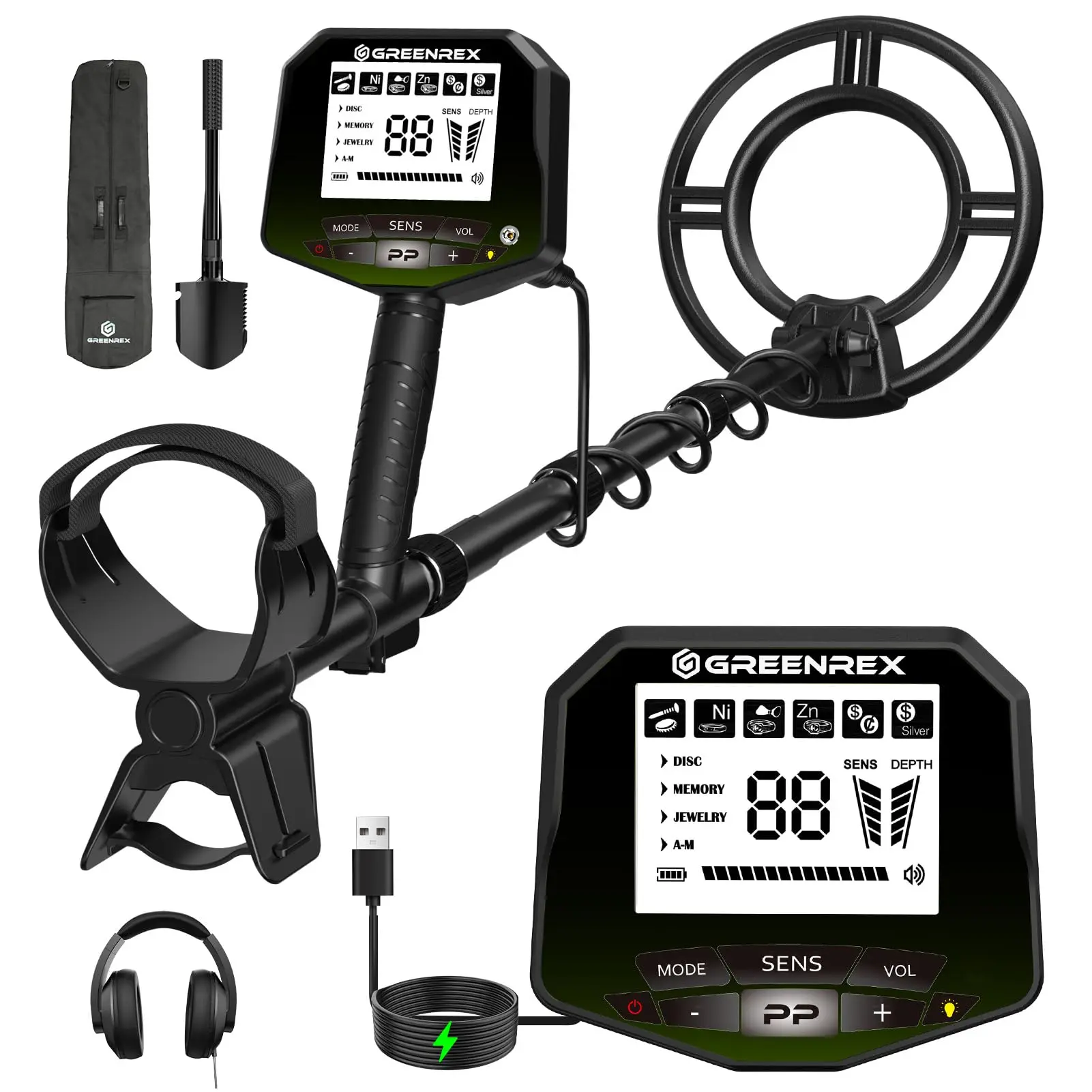 Professional Handheld Metal Detector for Adults&Kids, Rechargeable IP68 Waterproof Metal Detector Pinpointer, 10'' Coil, New Advanced DSP Chip, Higher Accuracy Gold Prospecting Equipment, Backlit LCD, Beach&Rivers Use, Green