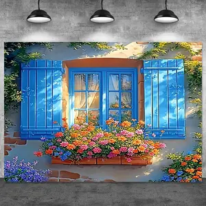 1pc Giant Spring-Themed Flower & Scenic Backdrop Banner, Vibrant Polyester Wall Hanging Ornament, Multi-Size, No Electricity Required, Easy Install, Ideal for Holiday & Garden Decor