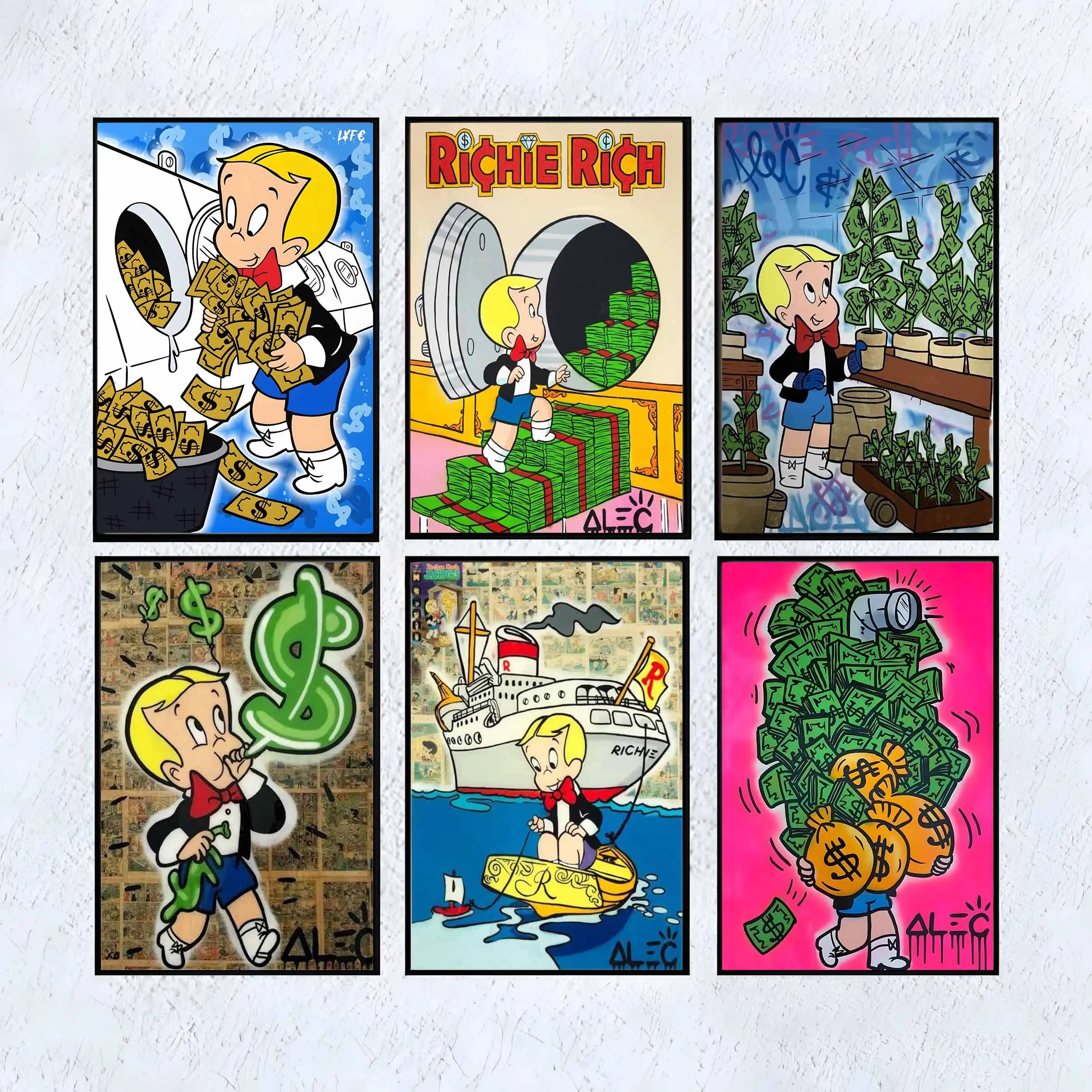 Monopoly Richie Rich-Alec Inspired Artistic Print Design Comic Art Wood Frame Wall Art, Home Inspo Home Decor, Kid Room Bedroom Accessory, Graphic Prints