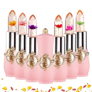 12/6-Pack Color Changing Crystal Flower Lipstick Set– Jelly Lip Balm with Real Flowers, Temperature-Activated Tint,Glossy Hydrate, Long-Lasting & Moisturizingfor Girls & Women，Valentines Day gift