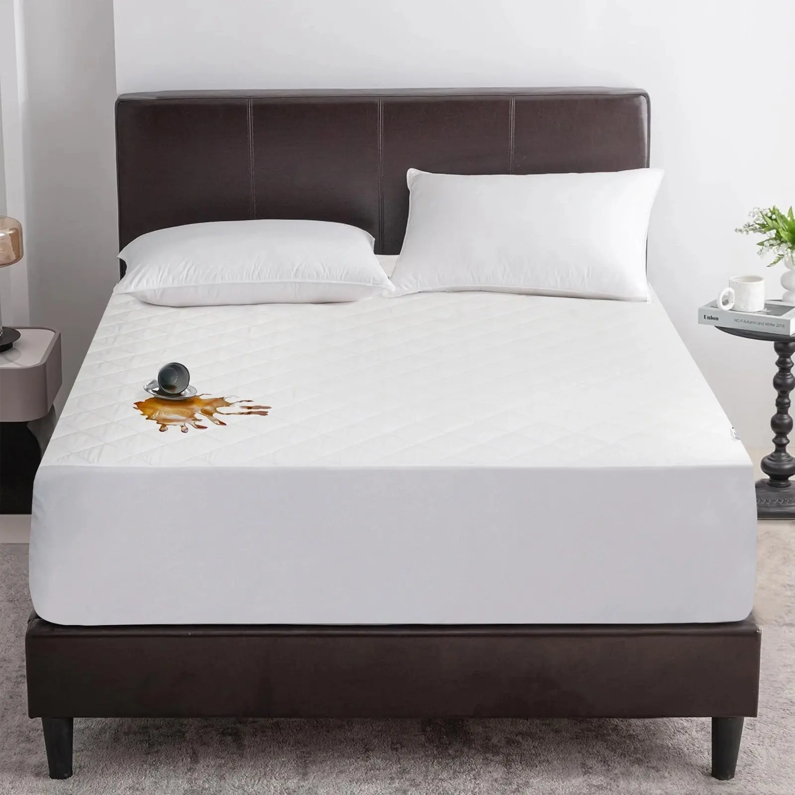 Waterproof Mattress Protector Stretchable Fitted Quilted Mattress Cover - Deep Pocket up to 16-inch Durable Fitted Bed Cover Size - Mattress Pad Covers