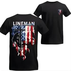 Patriotic Lineman Tee - American Flag Design, electrical lineman patriotic tee, lineman gift for electrician, power line worker shirt usa, blue collar lineman t shirt unisex, lineman workwear graphic tee, Electrician hoodie, Lineman shirt, lineman apparel