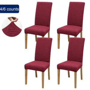 Rose Jacquard Dining Chair Slipcover, Chair Covers for Dining Chairs Set, 4/6 Counts Removable Washable Slipcovers, Chair Protector for Home Dining Room Hotel Restaurant