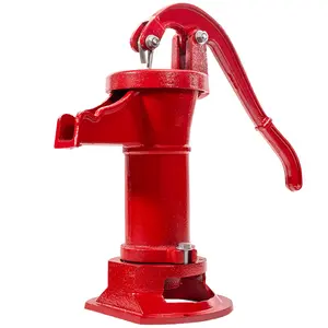 XtremepowerUS Red Cast Iron Antique Single Piston Pitcher Hand Pump - Heavy-Duty, 25' Reach, for Outdoor Patio Watering & Irrigation, Single Piston Pump