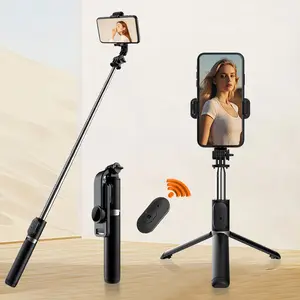 40 inch Retractable Selfie Stick  Professional floor tripod for live streaming, with wireless remote, 360° rotation, stable anti-shake design. Ideal for travel vlogs & outdoor live streaming. Compatible with iPhone/Android smartphones