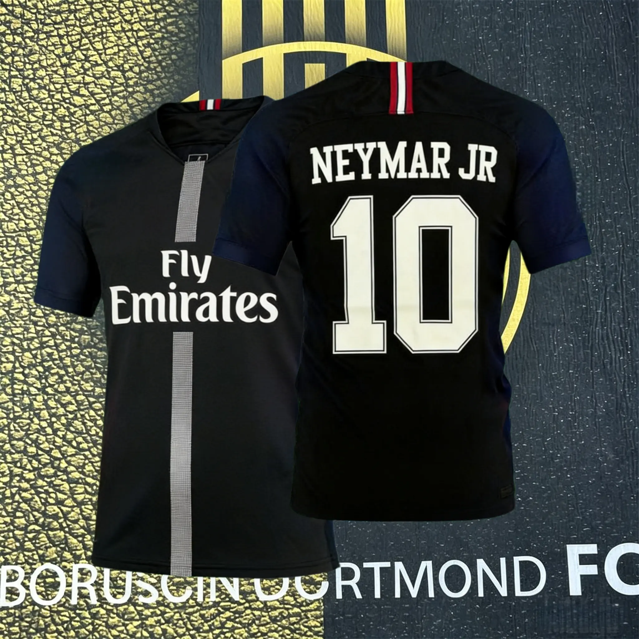 18-19 Away Black No. 10 Neymar Short Sleeve Breathable Football Jersey