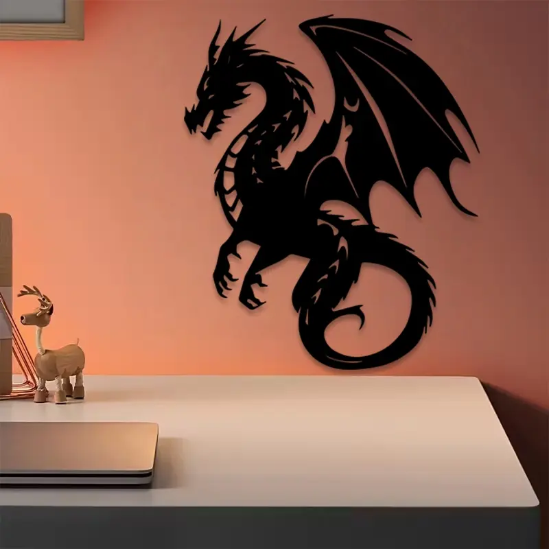 1pc Winged Dragon Metal Wall Art, Artwork for Walls, Winged Dragon Statue Mural, Perfect for Living Room Wall, Christmas Wall Decor, Christmas Decor, Modern Home Decor, Ideal Gift for Mythical Lovers, Powder-Coated Metal, Artistic, Modern Cool Design