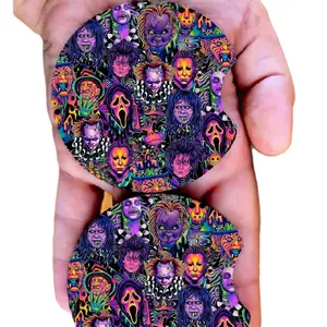 Neon Horror Character Car Coasters - Car Decor- Car Accessory