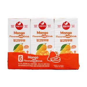 Seoul Milk Mango Flavored Milk Drink - 6 x 190ml Boxes - Authentic Korean Beverage Sweet Milky