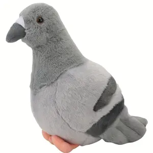 25cm/9.84in Lifelike Gray Dove Toy Garden Decoration Simulation Plush Animal Study Prop Toy Birthday Gift Home Room Decor Cuddly Stuffed Animal Soft Stuffed Animals